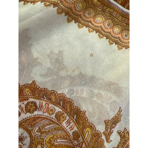 Vintage 70s Floral Paisley Rectangle Scarf Lightweight Neck Wrap Boho Retro - Picture 4 of 4